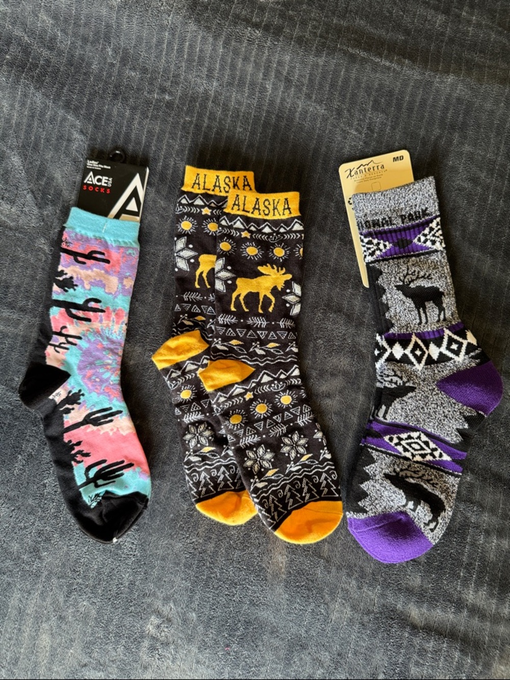 Assorted Women's Hiking Boot Socks 3 pairs National Park themed